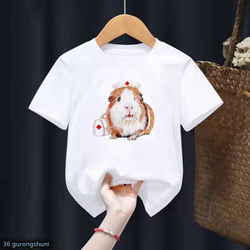 Tişörtler kobay tavşan kız/erkek tişört kawaii çocuk giyim capybara çocuk tişört yaz kısa kollu t-shirtl2405