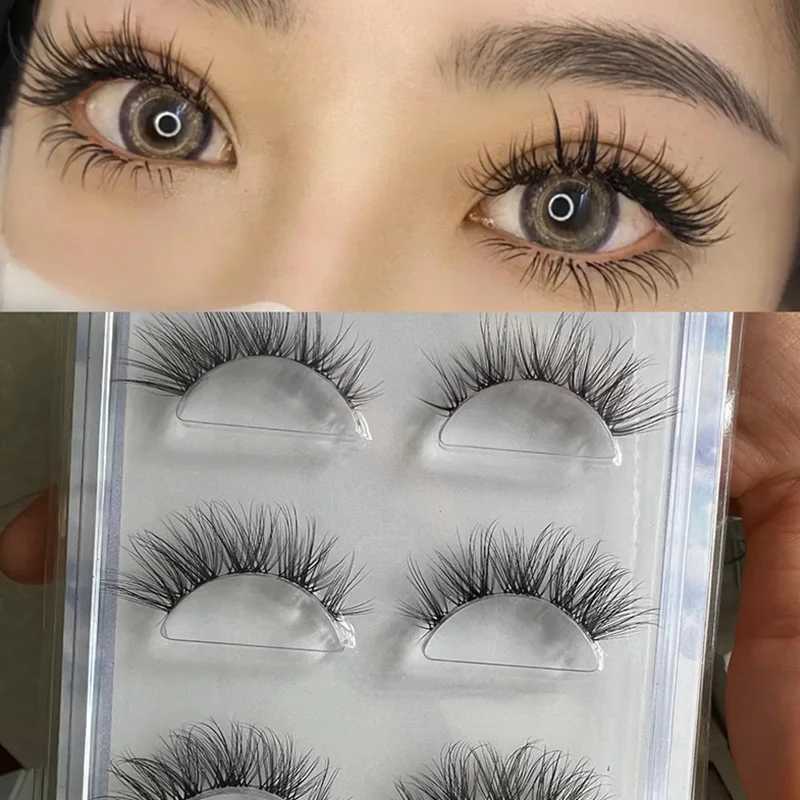 ZPFB falsche Wimpern 3 Paar Mink Wimpern unsichtbare Bandverlängerung Natures False Cross Cluster Fairy 3D Big Eye Long D240508