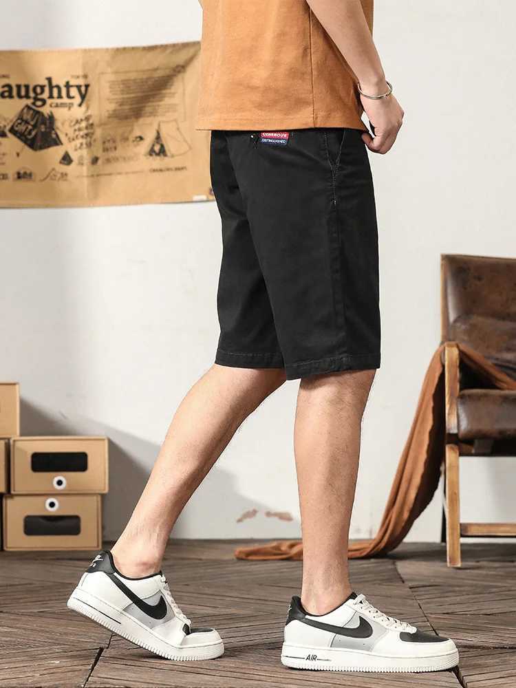 Short masculin short pour hommes d'été souffleuse coton clair clair mince couleur solide slim chino short ma droite bermuda décontracté pantalon cargo h240508