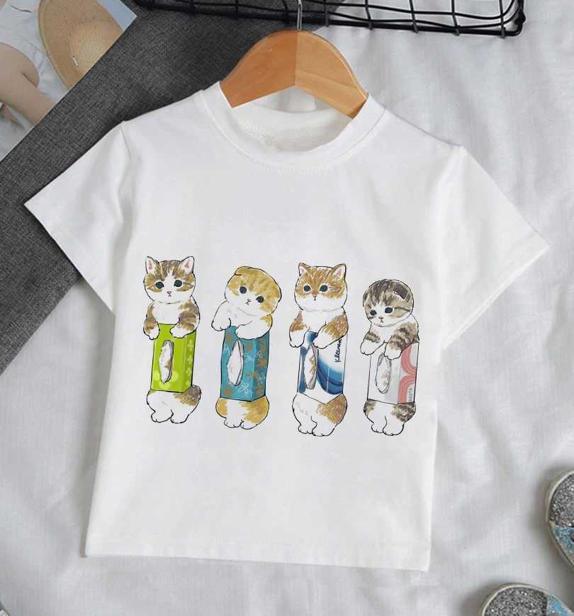 T-shirts t-shirts pour filles vêtements pour garçons animaux chemises pour enfants chats d'été drôles et animés des années 90