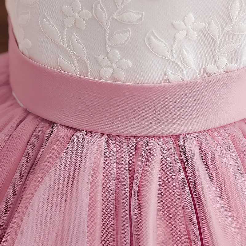 Mädchenkleider 12m Baby formelles Taufkleid Süßes Mädchen Stickerei Blume Geburtstagskleid Kleid Kinder Bogen Hochzeit Kleidung Kind Vestido