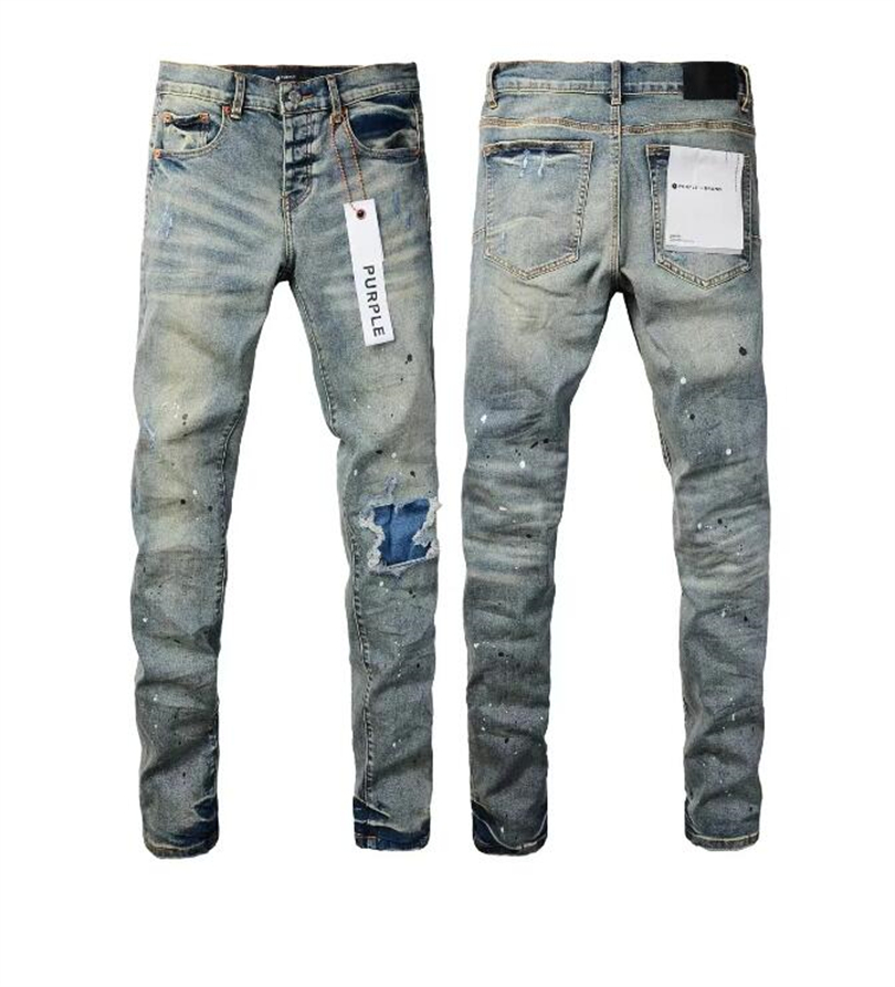 paarse jeans heren designer jeans skinny jeans heren potloodbroek gat katoenen print hiphop zwarte jeans denim broek modebroek high-end kwaliteit slanke fit jeans#291