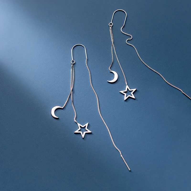 Chandelier enveloppe New Fashion Corean Boucles d'oreilles suspendues pour les femmes Luxurious chaîne de boucles d'oreilles Tassel Drop Retro Silver Color Star Moon Jewelry Gift