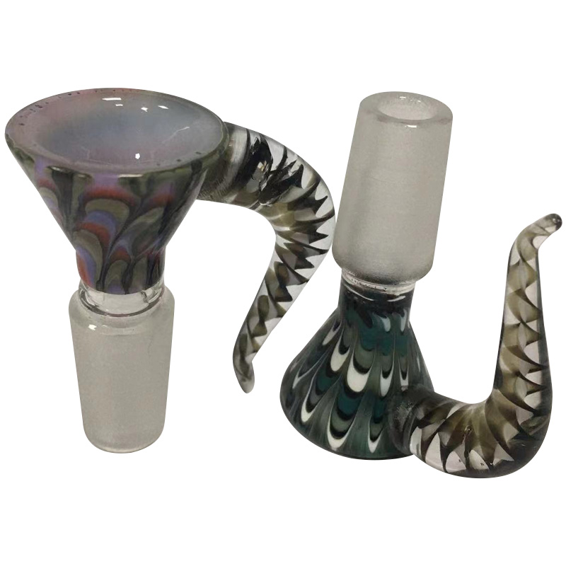 Rauchglasschalen 14mm 18 mm männliche Pfauenfarbe Schlitten Ölbrenner Filter Dicke Schüsselgelenke für Bongs Shisa Wasserrohr