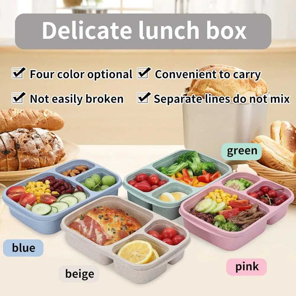 Borse da pranzo borse a microonde pranzo scatola di grano paglia bento box con scompartimento picnic bento scatole da picnic scatole di stoccaggio da picnic bambini scuola adulti ufficio