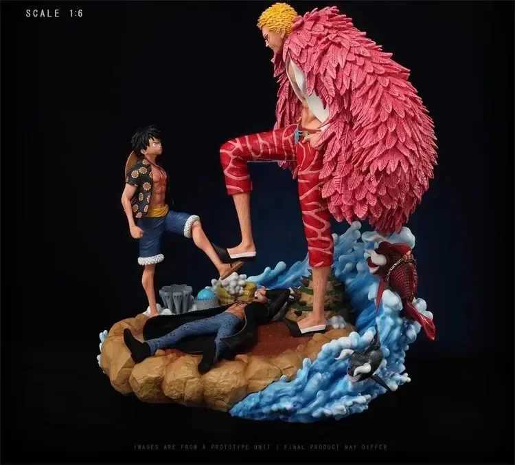 Actionspielzeug Abbildungen 21 cm Anime One -Stück Luffy Figur Donquixote Doflamingo gegen Luffy Figurine PVC Statue Model Doll Dekoration Spielzeug Kindergeburtstagsgeschenk T240506