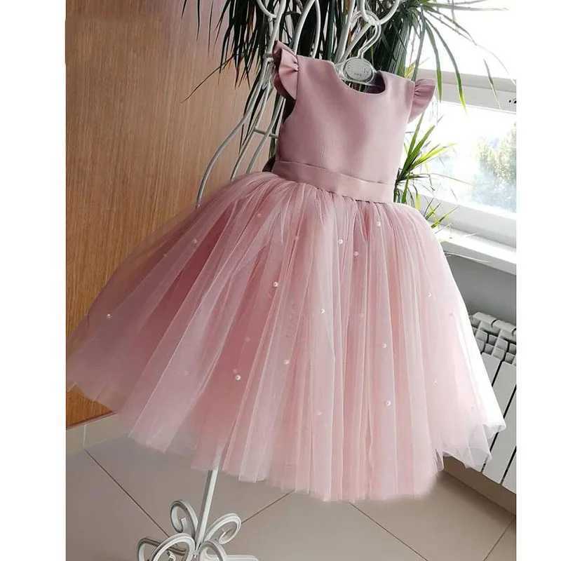 Robes de fille fleur robe d'anniversaire fille arrière sans arc robe de mariée de mariée