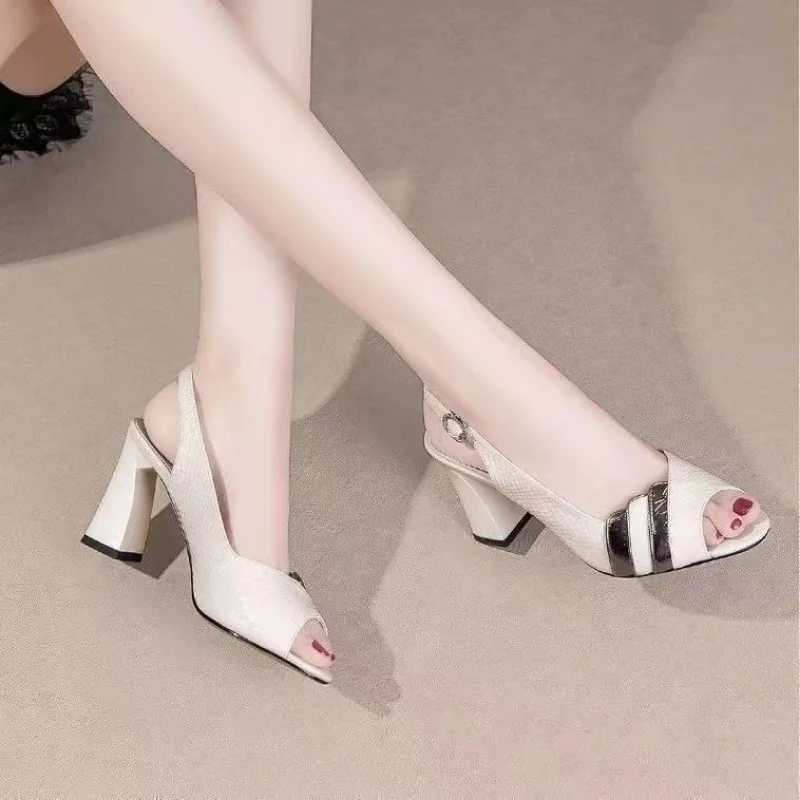 Dress Shoes Womens 2023 Slingbacks High Heels New Fish Mouth Office i kariera Płytkie kobiety H240509