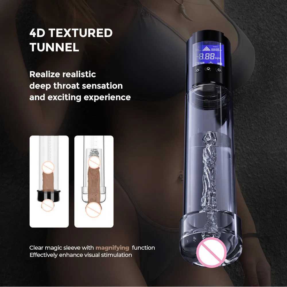 Other Health Beauty Items New vacuum pump penis LCD installer stretching masturbation airplane cup male sports extender adult sexual Q240508