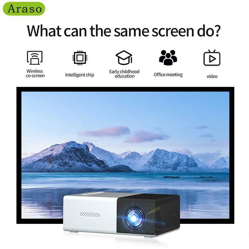 Projectors Portable Mini High Definition Projector 1 جهاز عرض مسرح منزلي صغير يدعم جهاز عرض فيلم 1080p مع حامل J240509