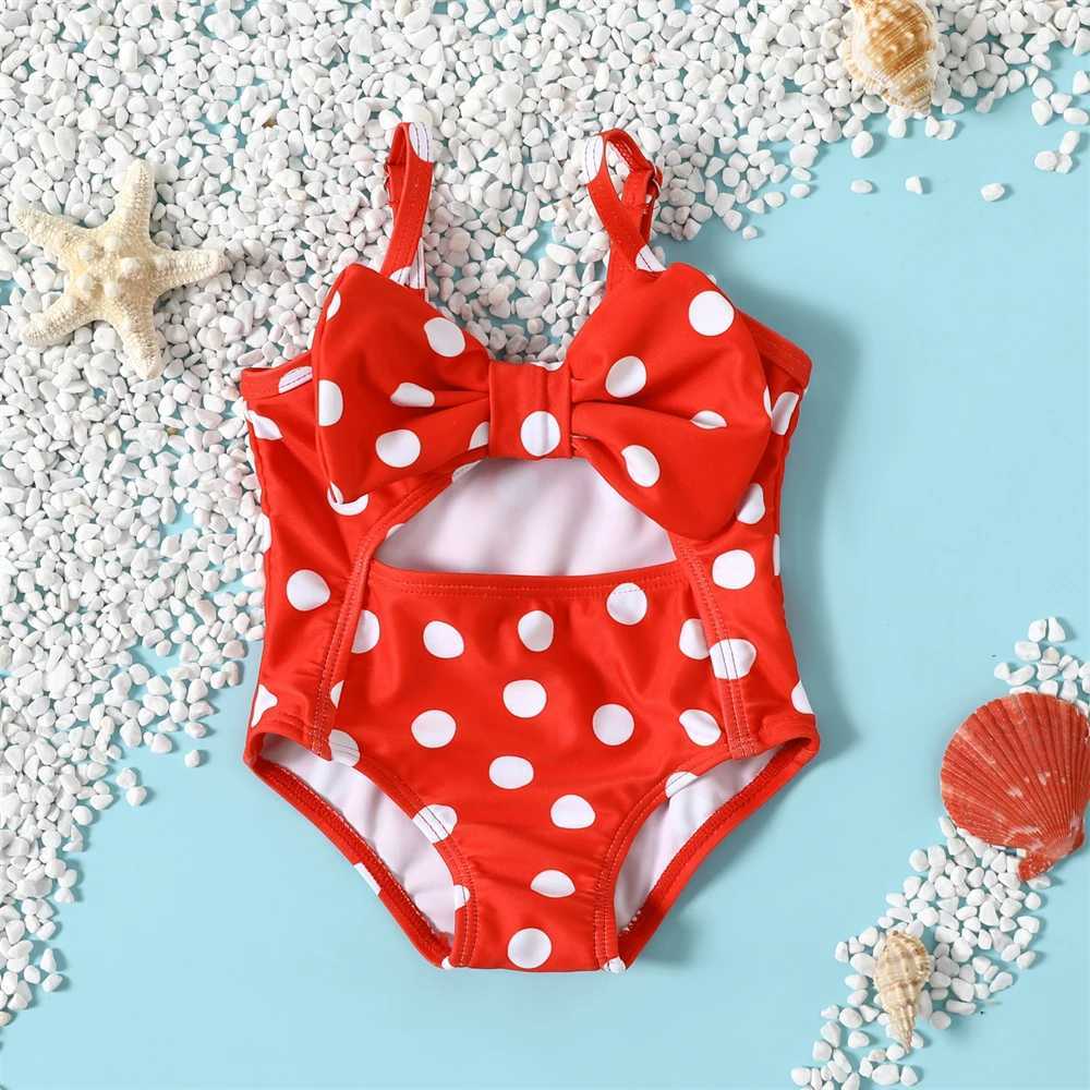 Endelar Nya 3-24m småbarn baby baddräkt söt sommar baby dot baddräkt nyfödd baby ett stycke baddräkt strand kostym h240508