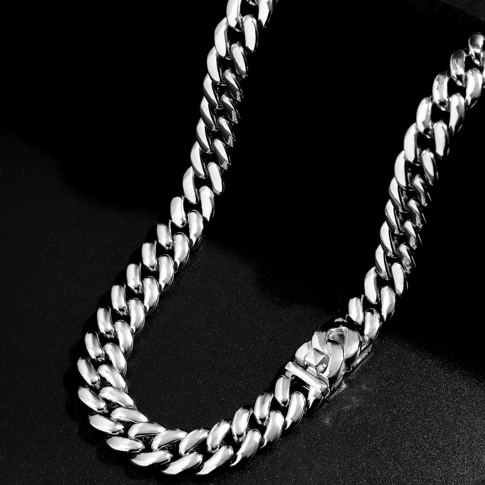 Ketten HipHop Golden 13mm Bordsteinkubaner Linkkette Halskette für Männer Frauen Miami Kubanische Halskette Armband Set Chunky Kette Mode Schmuck D240509