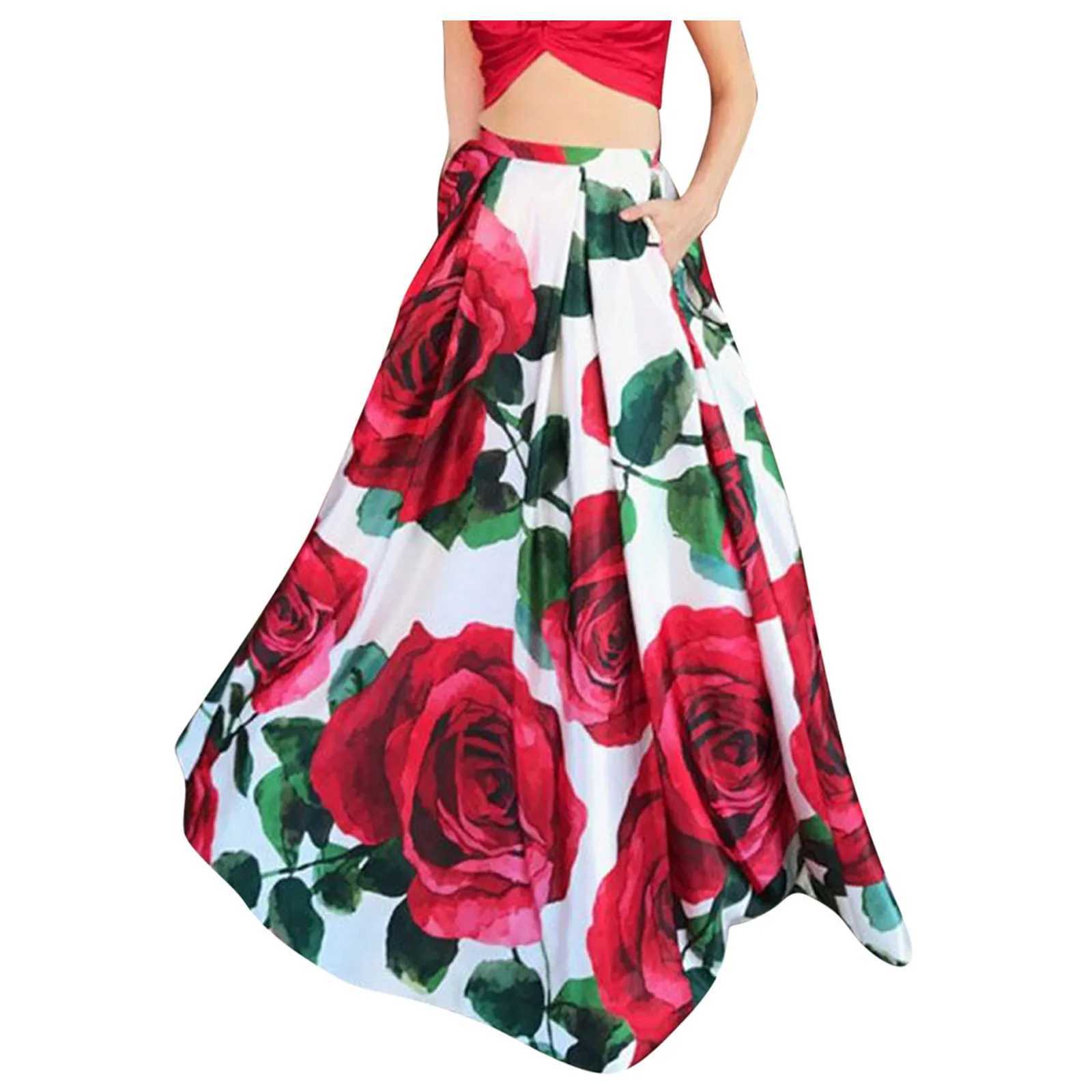 Faldas de moda estampado floral para mujeres