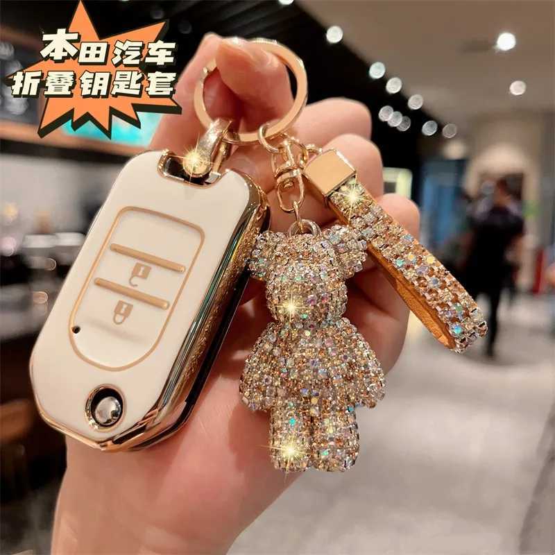 Clé de voiture tpu car flip key clés de couverture de couverture shell foB pour honda hrv xrv crv cr-v accord civic fit odyssey crider pilote keychain accessoires t240509