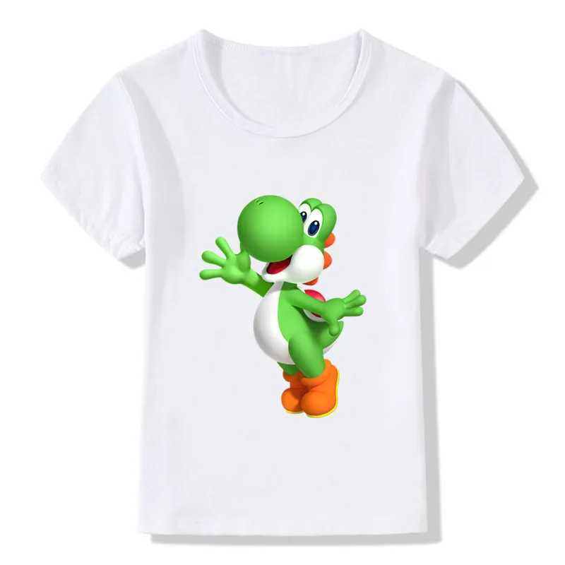 T-Shirts Çocuk Giyim Çocuk/Kız T-Shirt Süper ezilmiş Kardeş Yoshi Karikatür Baskılı Çocuk Komik Tişört Yaz Günlük Bebek Top T-Shirt HKP5444L240509