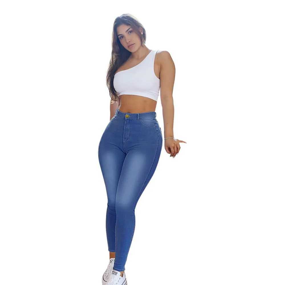 Pantaloni da donna Capris 2023 Spring New Womens Mid Rise Slim Fit Jeans Fashion Street Elastic Denim Pants Street Casual Womens S-2xll2405