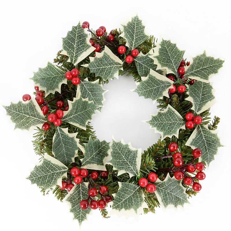 Dekorative Blumen Kränze Weihnachten Holly Berry grüne Blätter DIY Kranzgeschenke künstliche Blume Rot Beeren Weihnachtsbaum Ornamente Hochzeitsfeier Dekoration