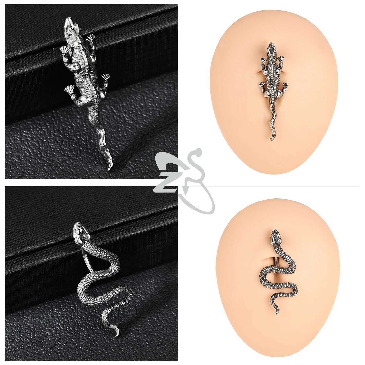 Anneaux de nombril Zs 14g Ring du ventre en acier inoxydable pour les femmes Crystal Heart Bouton Piercing 10 mm Lézard Boully Bouton Ring Jewelry D240509