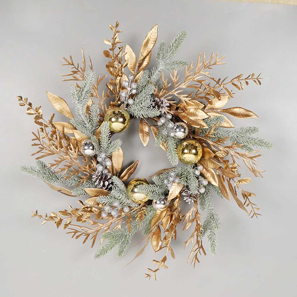 Couronnes de fleurs décoratives 50 cm / 19,6 pouces couronne de Noël artificielle avec des lumières LED pour la maison de mariage à la maison Ferme de vacances décorations de Noël