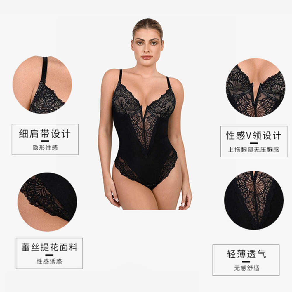 Corset Cross Border European en American Lace uitgehold jumpsuit, sexy bodysuit, dames taille aanscherpende billen tillen, plus size shapi