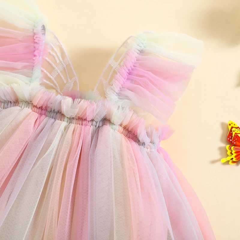 Rompers Nouveau-né bébé fille robe robe papillon floral sans manches tulle bodys de bodys à sauts vêtements d'été h240508