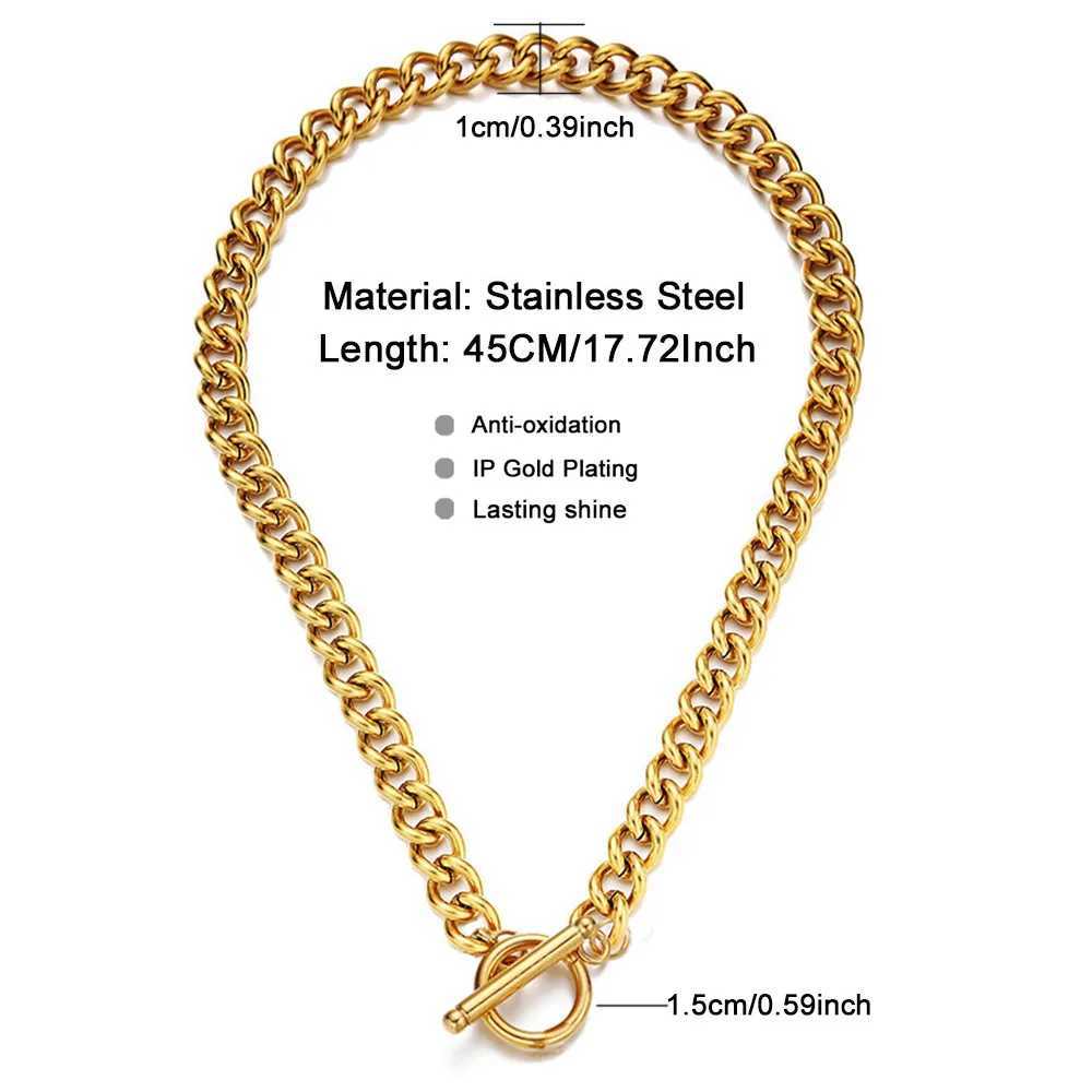 Chains Stainless steel OT Toggle Clasp Thick Link Chain Necklace For Men Women Hip Hop Chunky Choker Necklace Male Jewelry Gift d240509