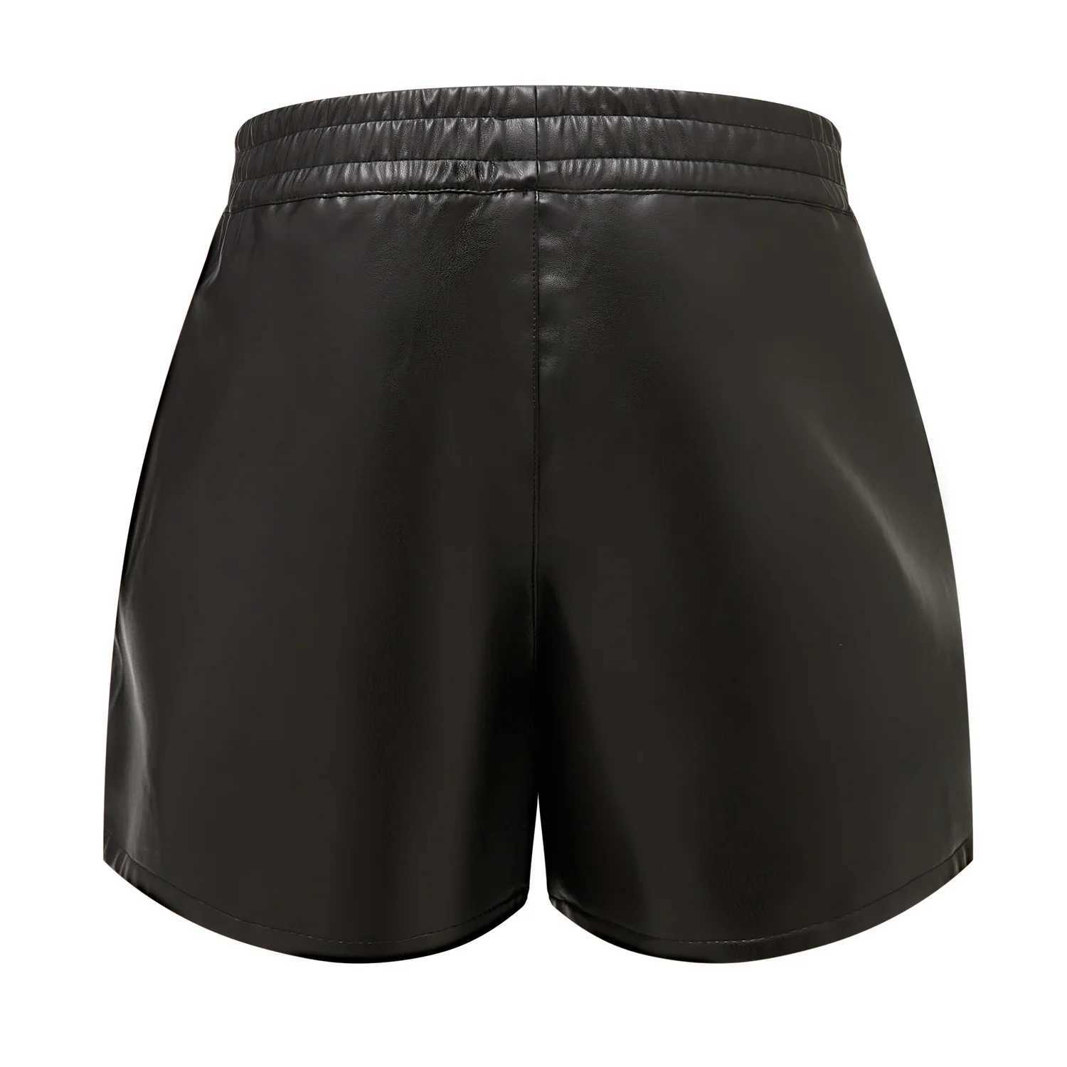 Dames shorts 2022 dames eenvoudige pu lederen shorts casual losse dames shorts bodems y240504