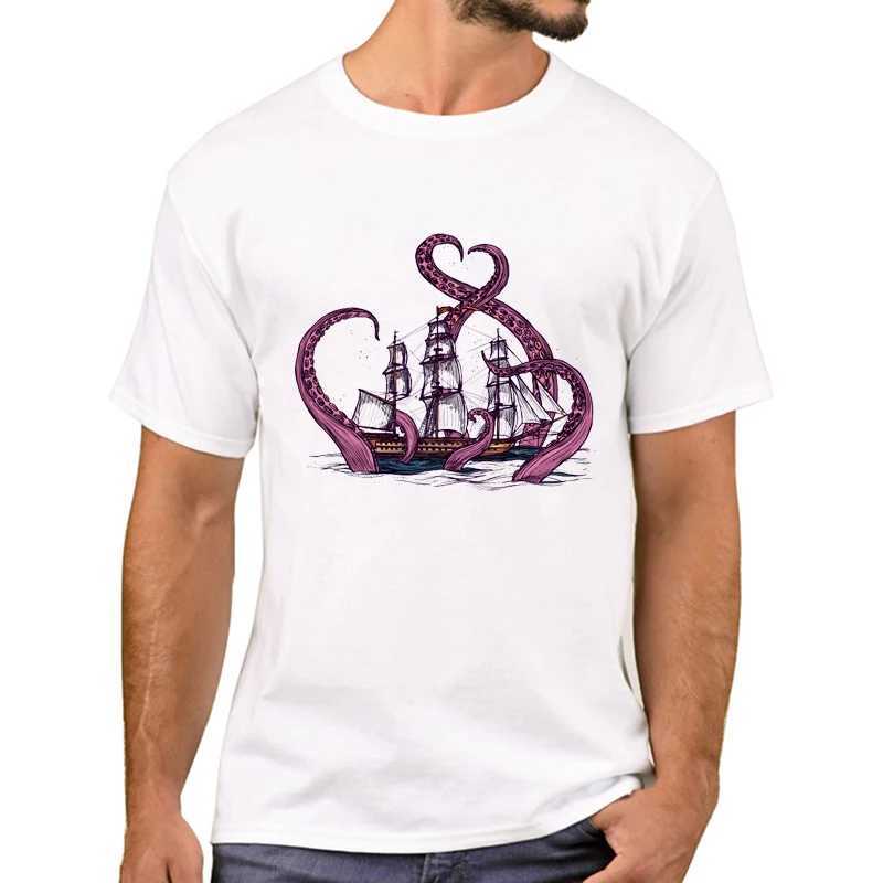 Camisetas masculinas THUB HIPSTER OCTOPUS NAVE MEN MEN MENHIR FUNCIONAL KARKEN ATTANCENTE PRIMENTE T CHAMISS