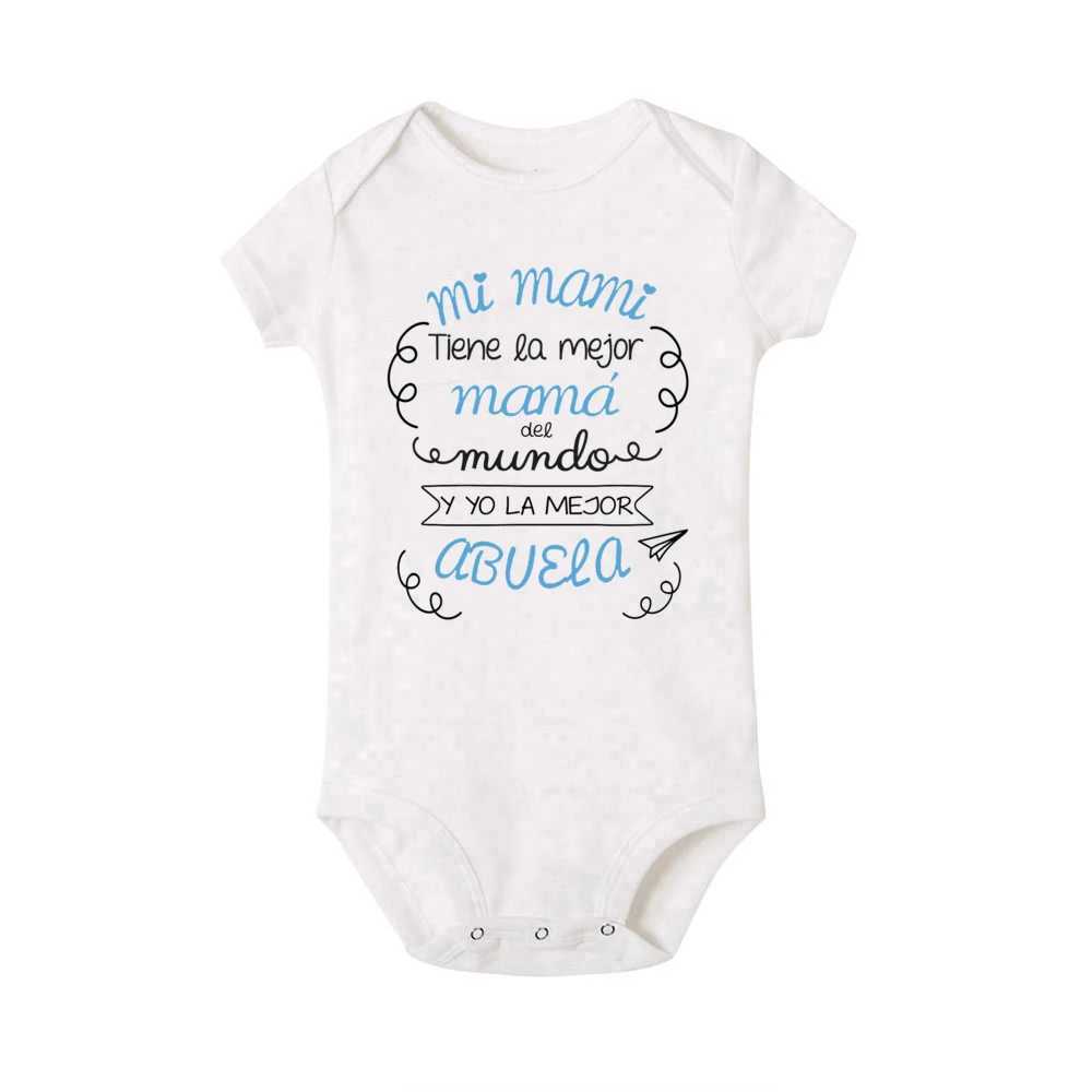 Rompers My Mom Has The Best Mom in The World and I Have The Best Grandmother Baby Bodysuit Infant Short Sleeve Jumpsuit Newborn Romper T240509