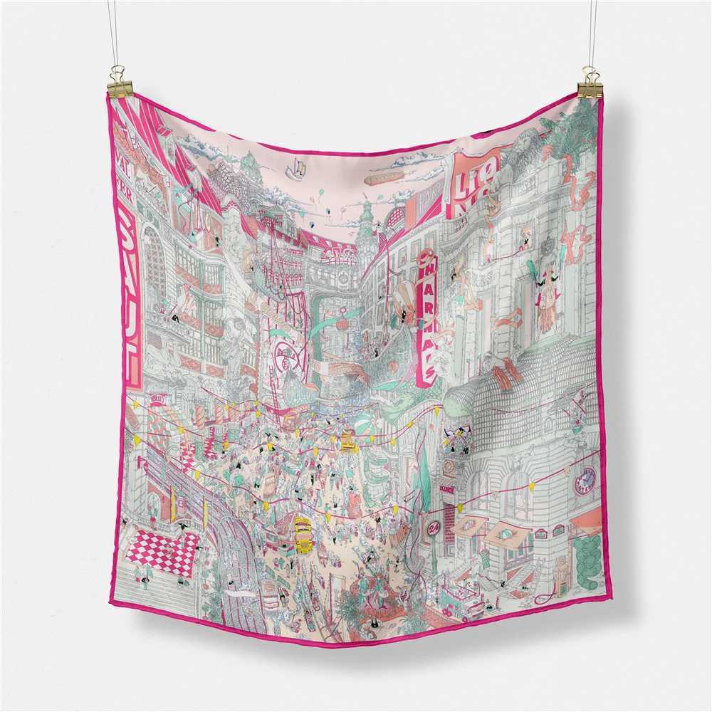 Foulards écharpe en soie femme femme commerciale Street carré enveloppe bandana petit hijab fous