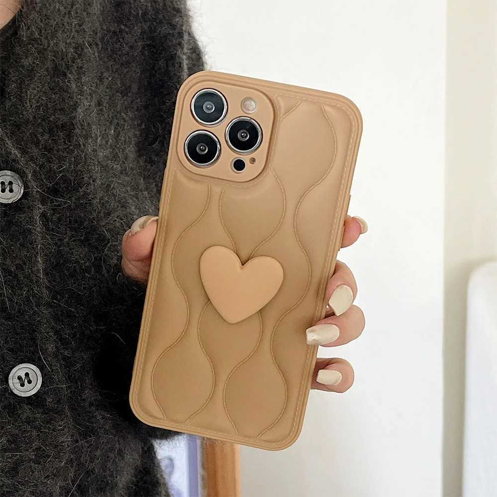Случаи по сотовым телефонам милый ins 3d Love Heart Silicone Chase для iPhone 11 12 Pro Max 13 14 Pro Max 15 Promax Shock -Resee Bumper Soft Protect Cover J240509