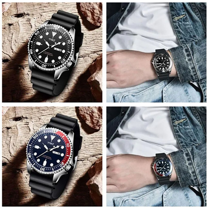 Hot Men kwarcowy zegarek luksusowy silikonowy pasek pierścienia pierścień mes