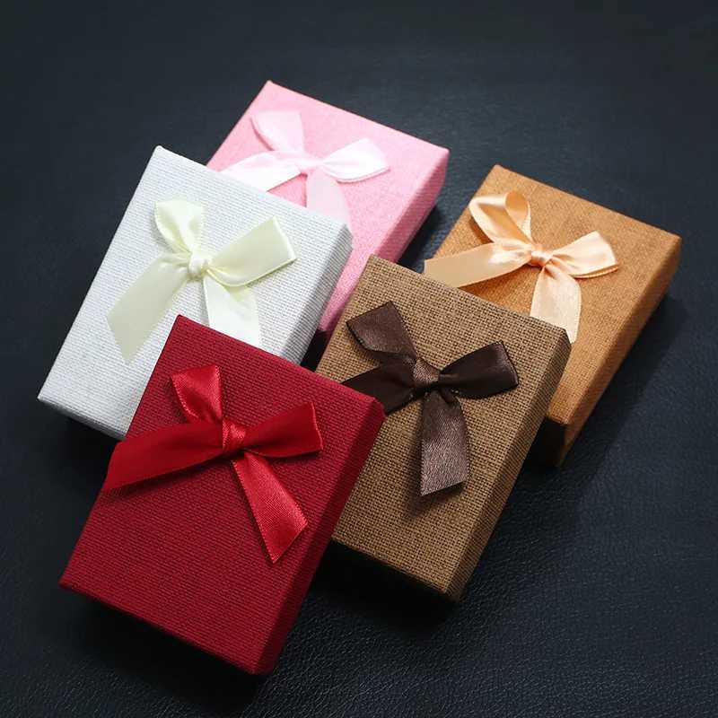 Biżuteria pudełka Bowknot Papier biżuteria opakowanie pudełko Walentynki Dzień zaręczynowy Prezent Ślubna Przedmorowanie Wyświetlacz Etui Organizator biżuterii Hurtowa