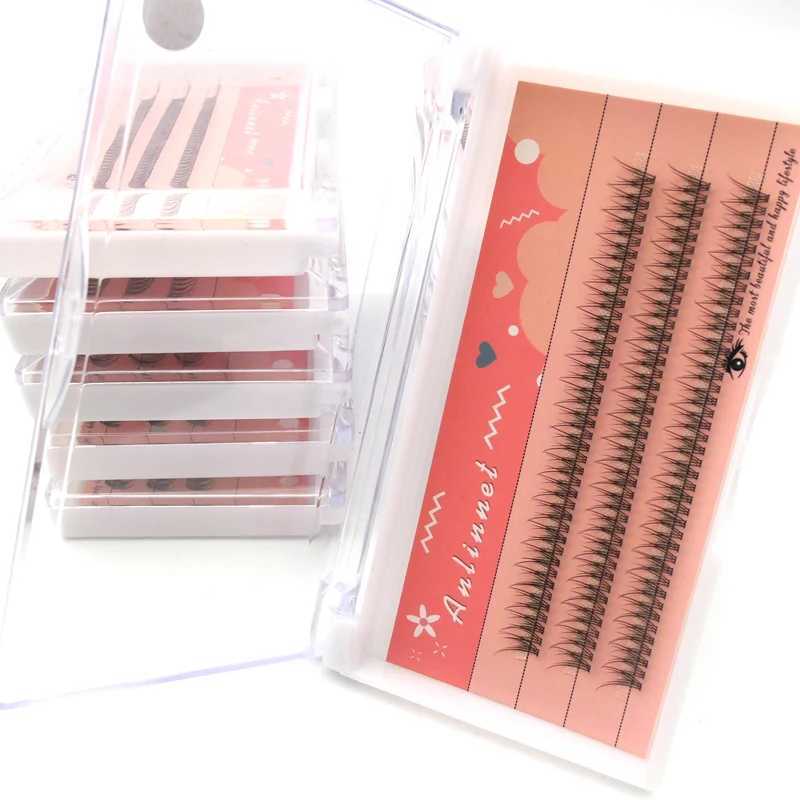 Falska ögonfransar Anlinnet M-formad professionell smink Personlig ögonfrans kluster Spiral Wispy Prefabricated Russian Natural Fluffy False Eyelashes D240508