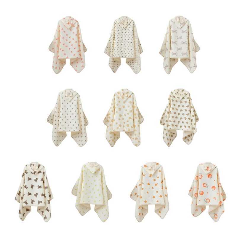 Handdukar klädar nyfödda huva badhandduk mjuk absorberande spädbarnshandduk 0-3y småbarn tryck badrock baby unisex wrap filt dusch drop frakt