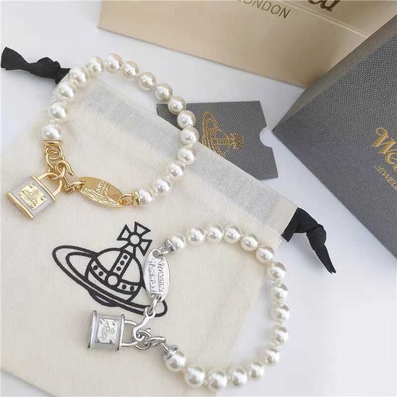 Merk Westwood Pearl Lock Bracelet Vrouwelijke punkstijl Emaille Saturn Tridimensional Small Commuter