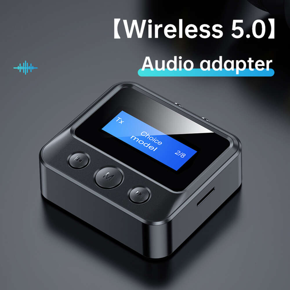 Nova exibição de inserção de cartão TF de 2 em 1 transmissor no receptor Bluetooth de carro 3.5 auxiliar