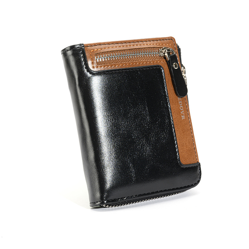 RFID anti-theft brush new men's wallet short vertical zipper wallet multifunctional zero wallet wholesale hot selling