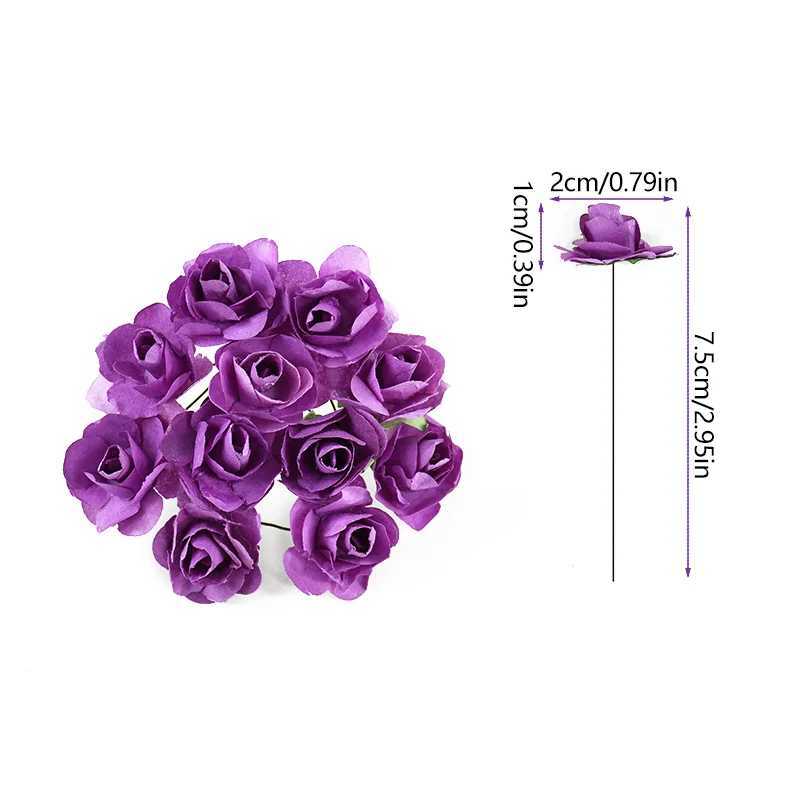 Dekorative Blumen Kränze Mini 2 cm Papier Rose Künstliche Blumenköpfe Bouquet für Hochzeits Heimdekoration Scrapbooking DIY Wrader Craft Fake Blume