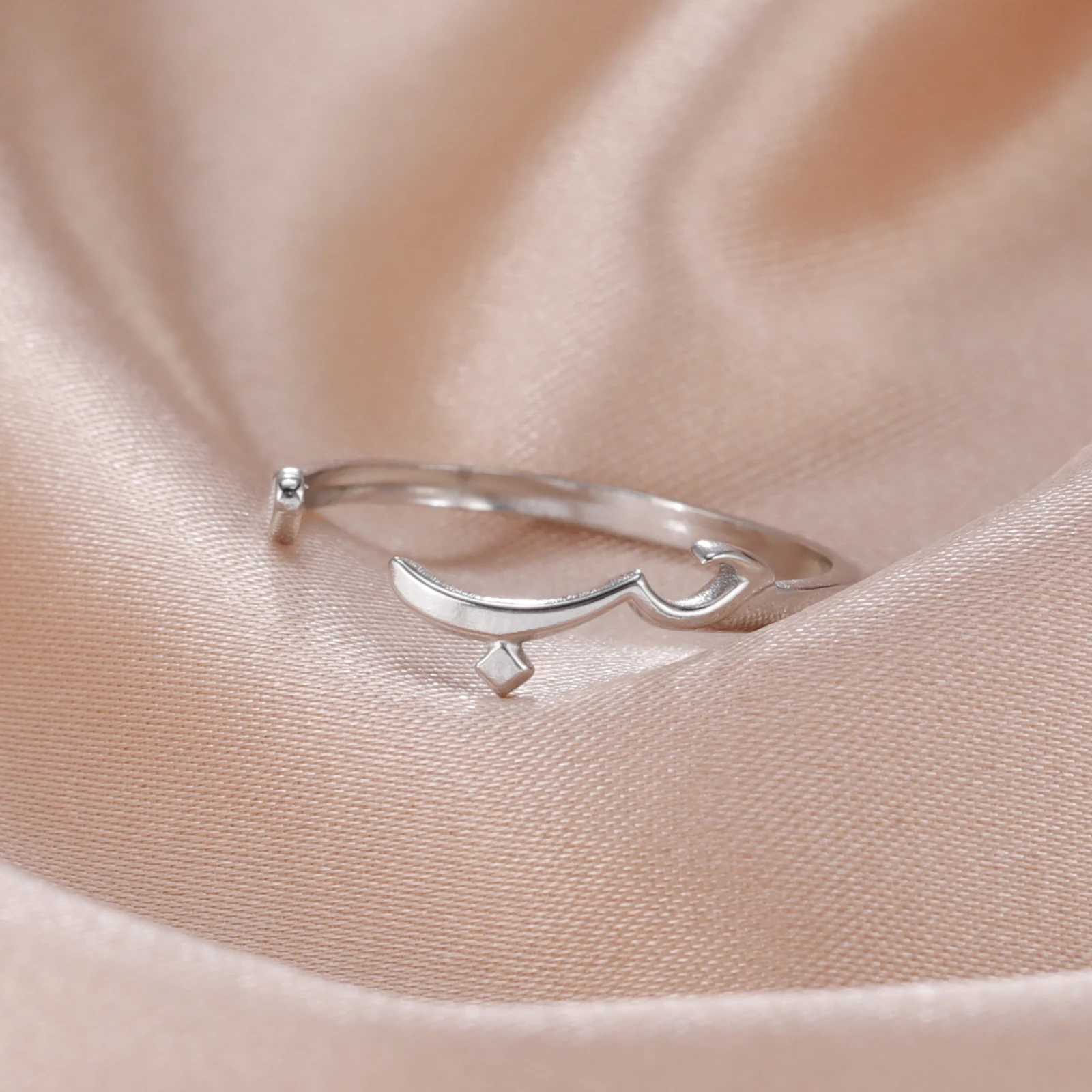 Anelli da matrimonio Skyrim Acciaio inossidabile Anello arabo Arabo Colore oro Anelli di dito regolabili Adora il regalo di matrimonio di gioielli islamici musulmani donne