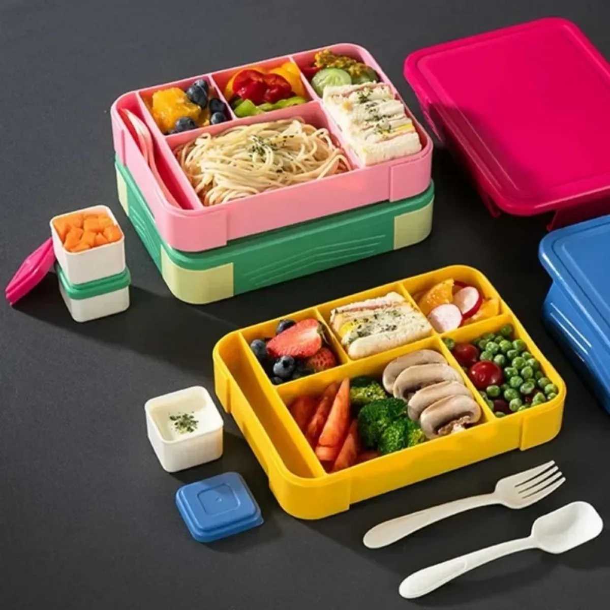 Lunchlådor Väskor Barn och studenter 1330 ml Läcksäker lunchlådor förseglade i fack Fruktlådor Salladlådor Mikrovågsvärme Bento Box