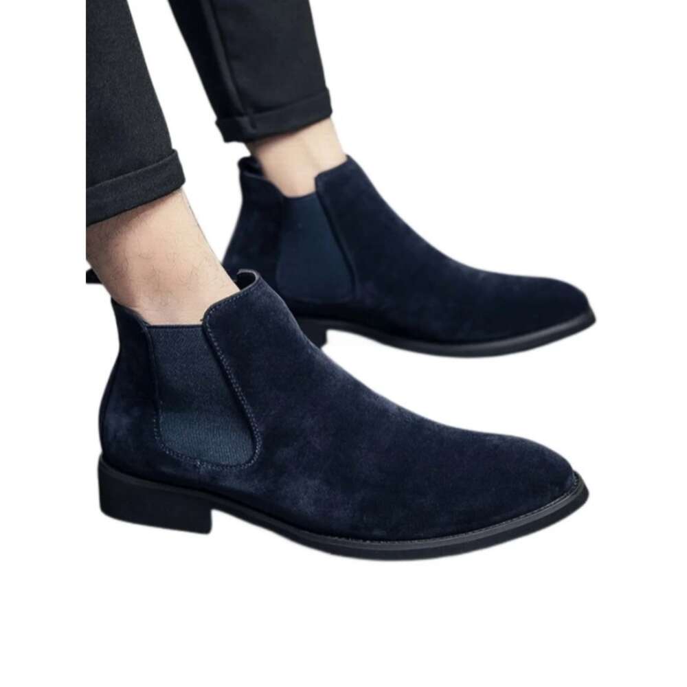 Men Minimalist Flannel Slip on Ankle Boots
