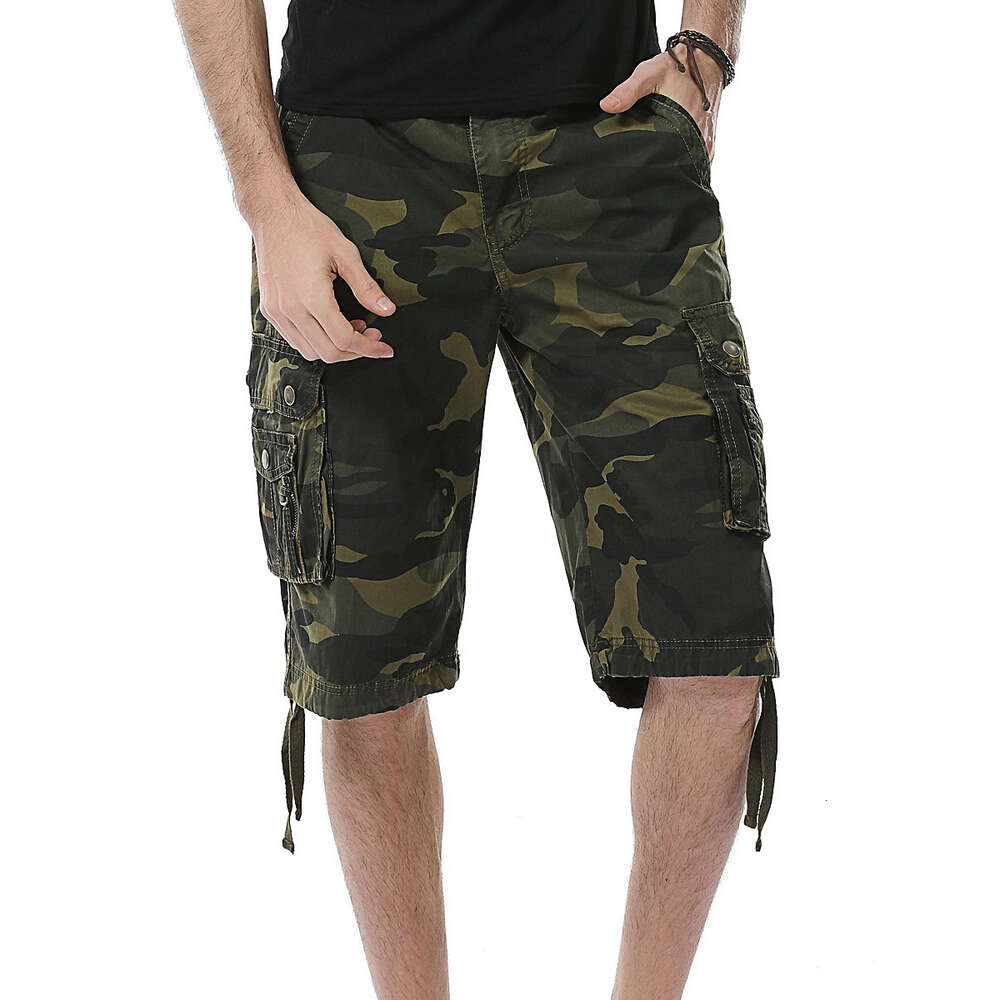 Nuevos pantalones cortos de camuflaje de estilo 2024 con múltiples bolsillos, pantalones de 5 pulgadas de gran tamaño, pantalones de playa para hombres con ajuste suelto