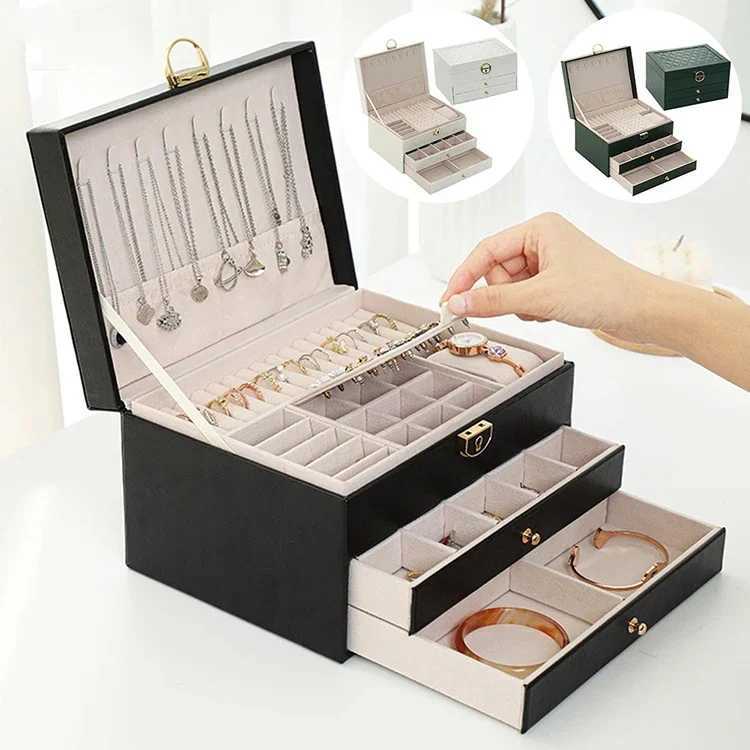 Jewelry Boxes Jewelry Box Jewelry Box with Pillow 3-Layer Large Capacity Jewelry Casket Jewelry Organizer Earring Holder Jewelry Storage