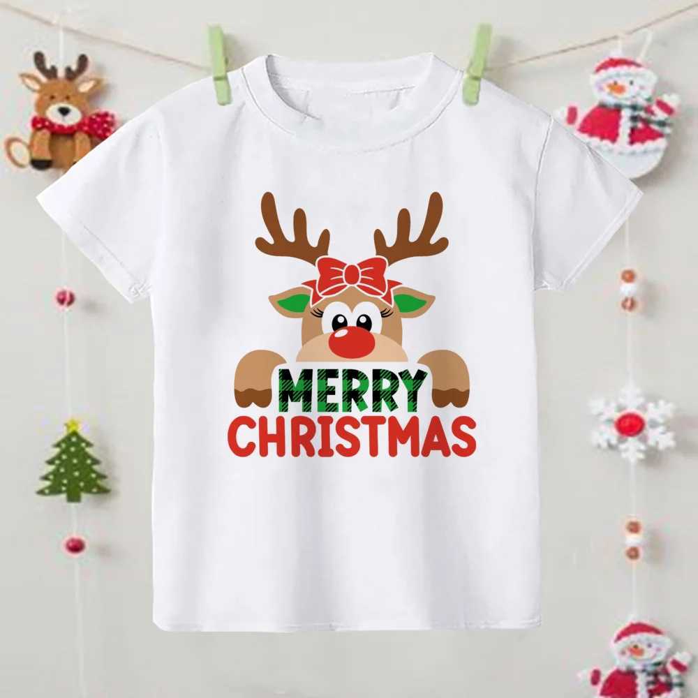 T-shirty Wesołych świąt jelenia nadruku dla dzieci ubrania dzieci chłopcy dziewczyn