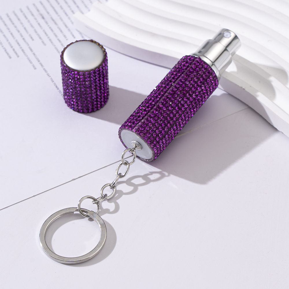 Keychains woman designer Accessories keyrings Full of Diamond Perfume dispenser bottle Compact Essence Keychain Portable with press spray key chain