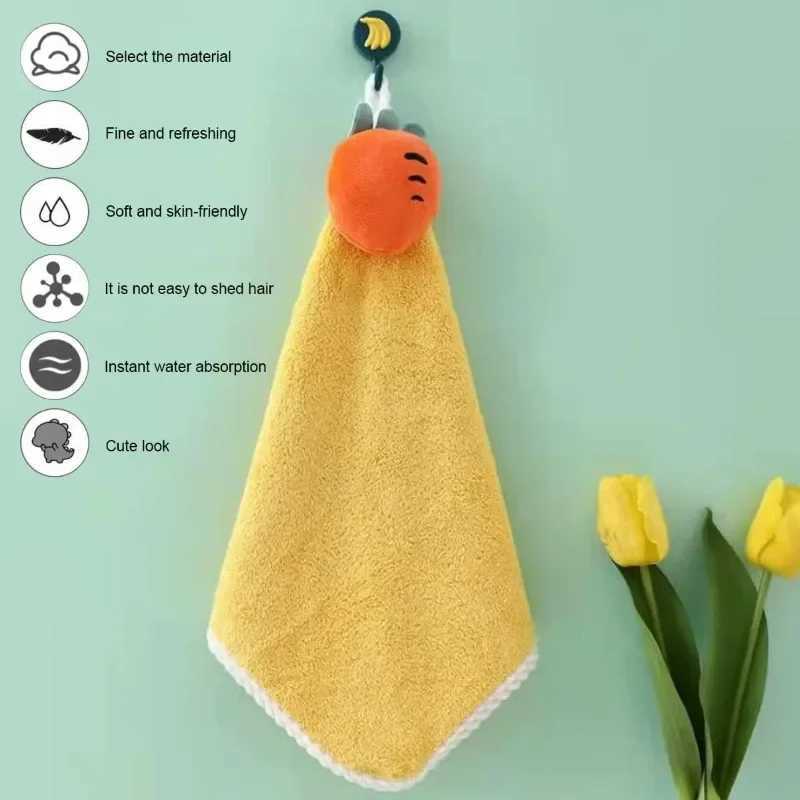 Towels Robes Coral Fleece Hangable Hand Towels for Kids Baby Bathroom Fingertip Super Absorbent Handkerchief Bath Towel Accessories