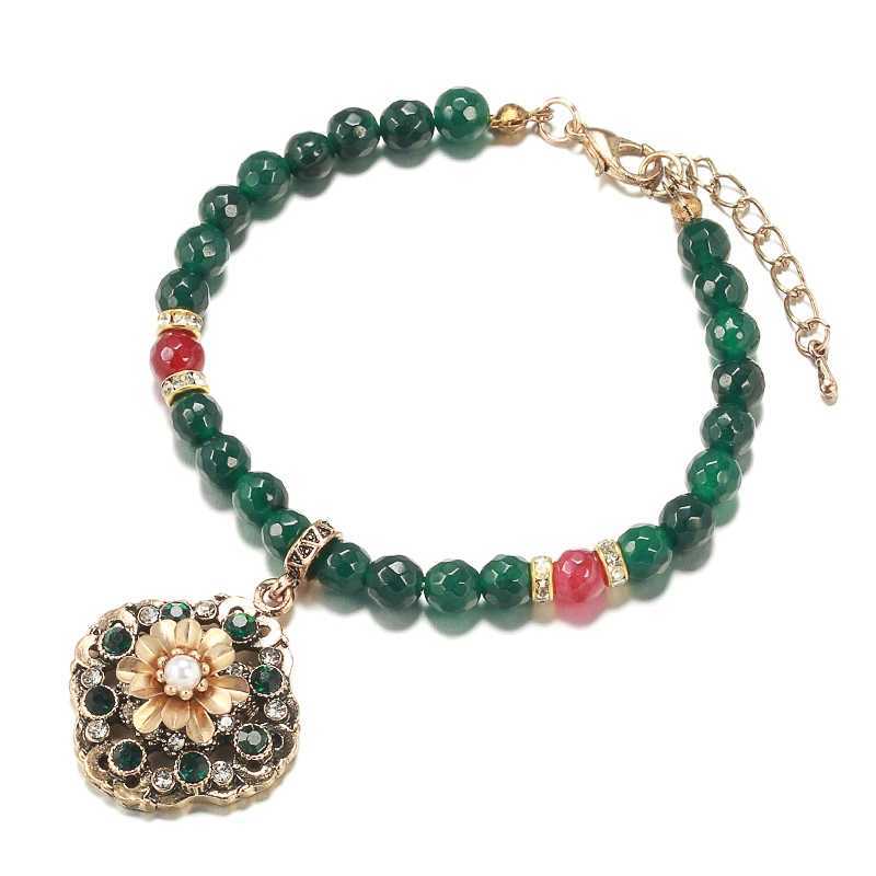 Braccialetti matrimoni Kinel Fashion Etnic Bride Bracciale donne Luxuria 585 Alley Zinc Green Natural Braccialetti in pietra naturale