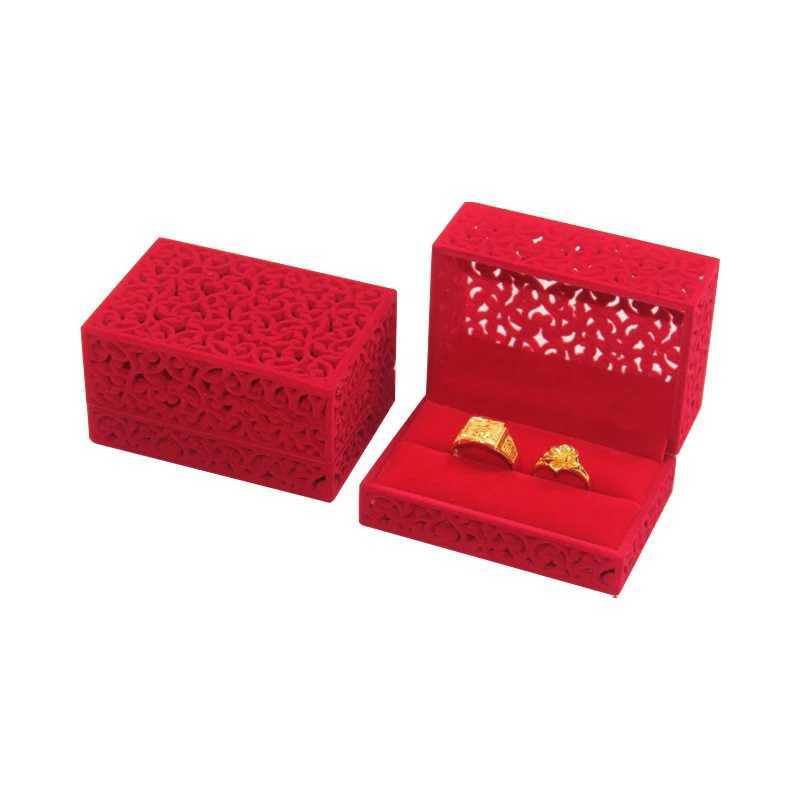 Scatole di gioielli con anello di velluto rosso cavo la scatola del braccialetto di fidanzamento matrimoni con anello di fidanzamento.