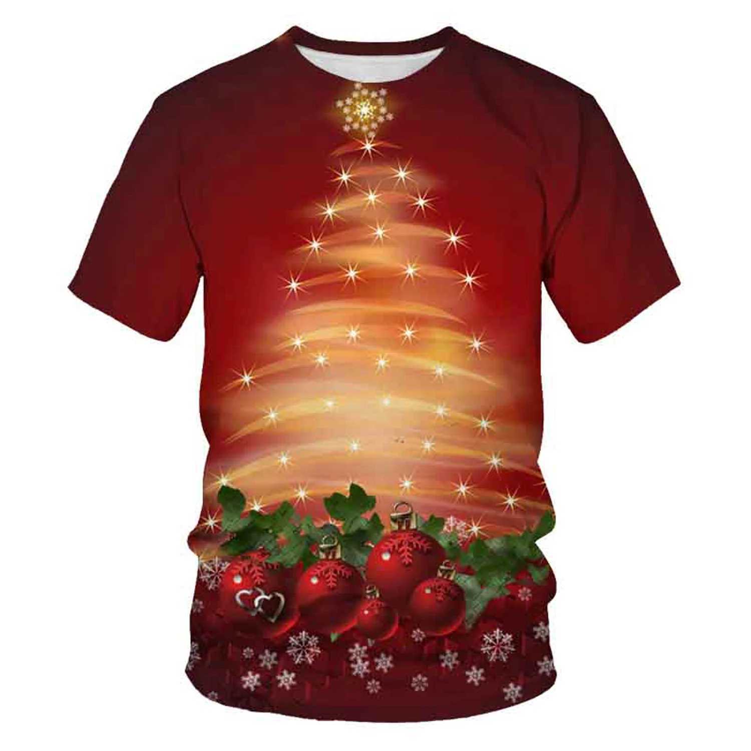 T-shirts Christmas Tree Snowman Gedrukte Holiday Party Mens Unisex Fashion T-Shirt Childrens Round Neck Casual Short Sleevel2405